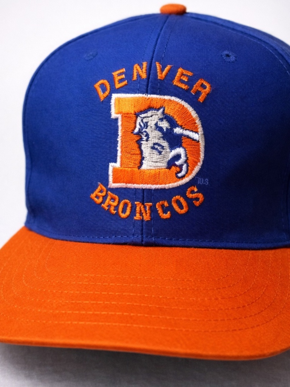Vintage Denver Broncos AJD Snapback Hat 90s Blue Orange NFL Logo Cap OS